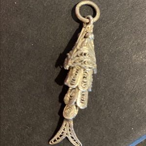 VTG silver articulated filigree koi fish charm